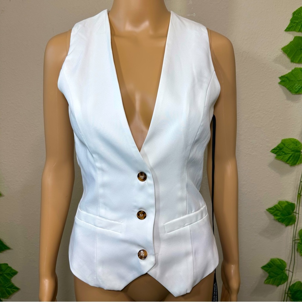 PrettyLittleThing White Vest with Gold Buttons